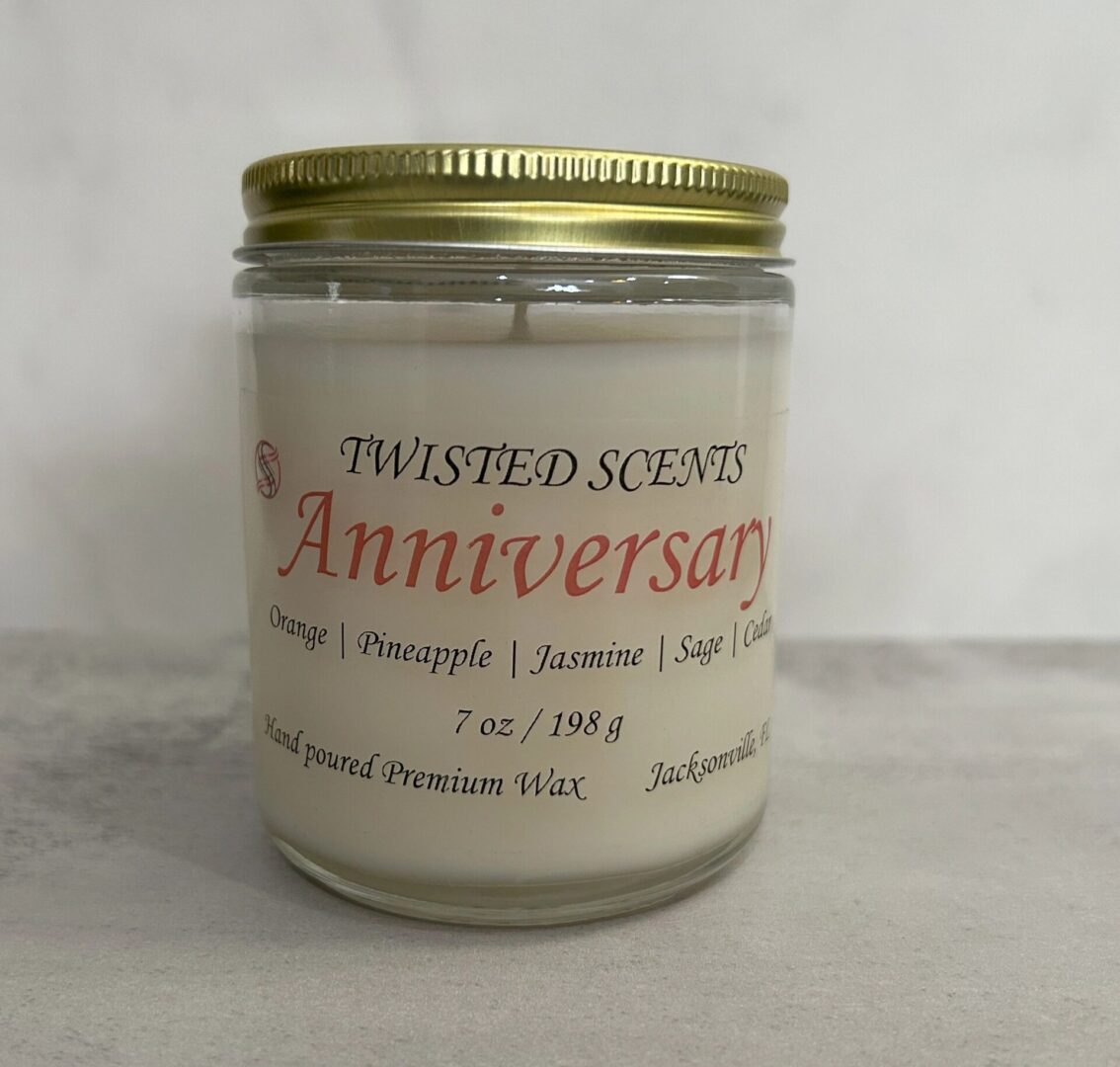 Twisted Scents Anniversary candle jar