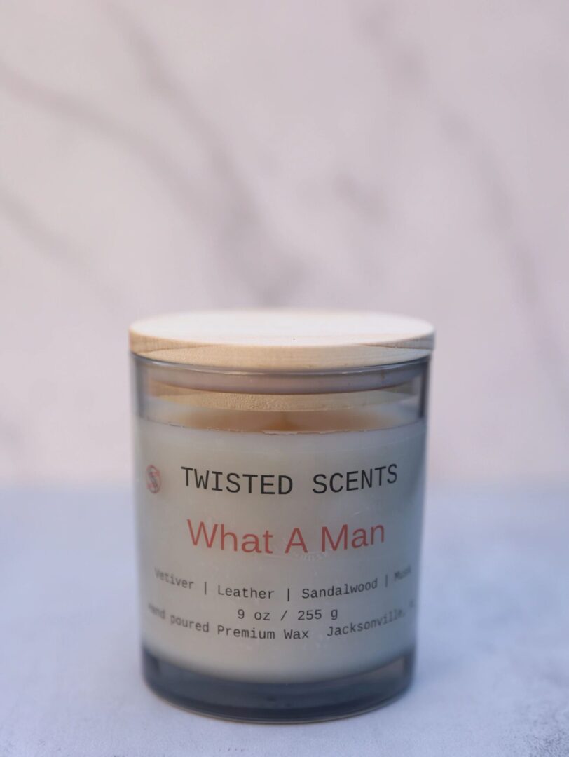 Vetiver and sandalwood scented candle