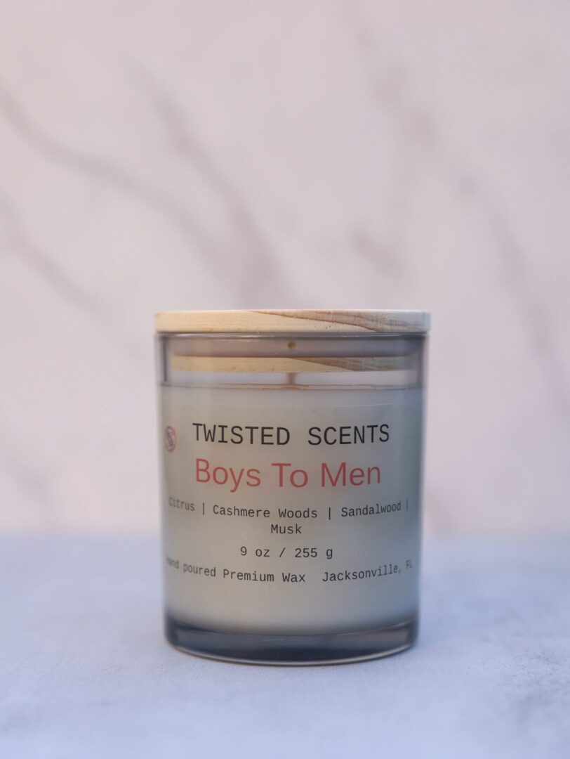 Scented candle on marble background