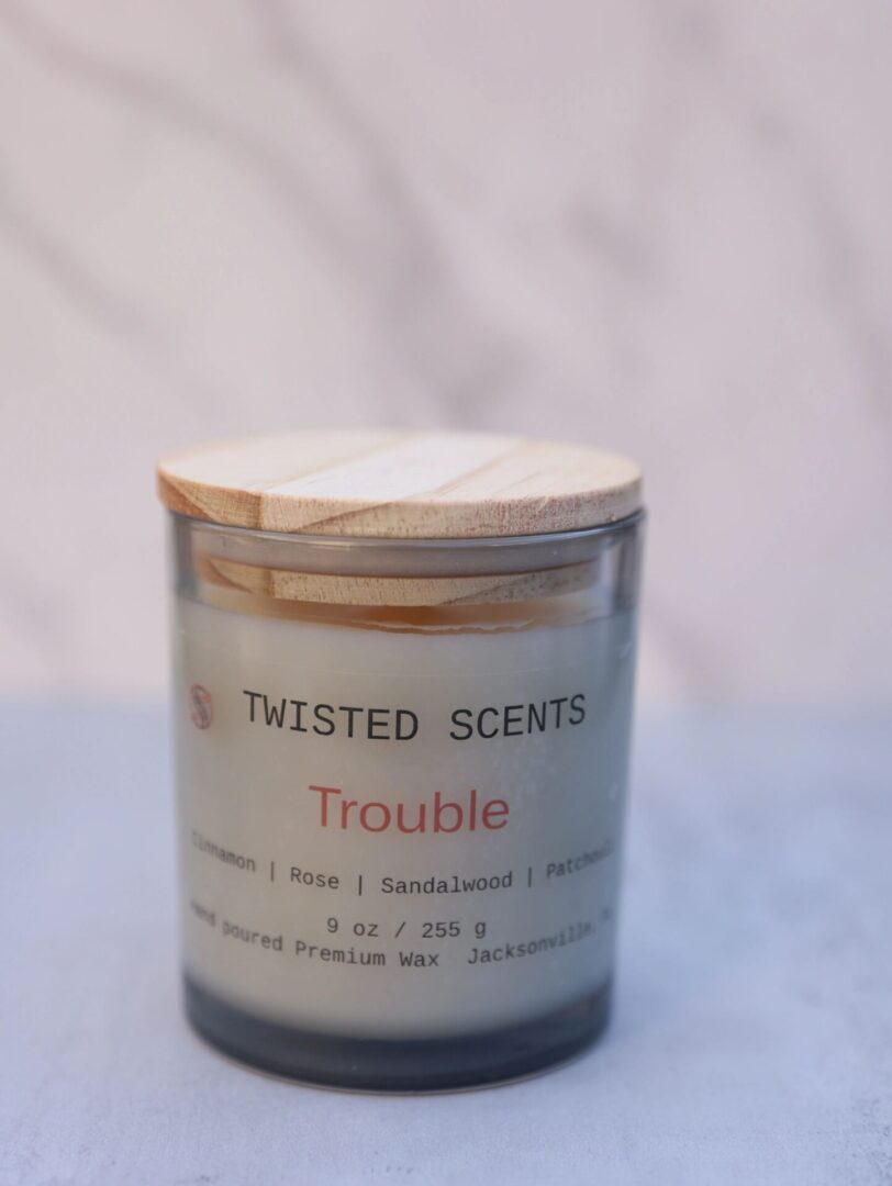 Aromatic candle in glass jar